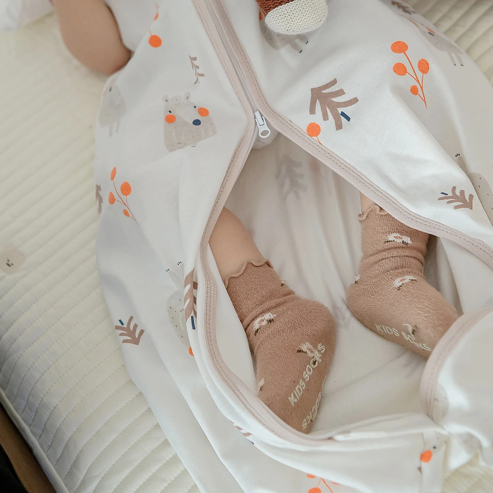 아기 침낭 여름 얇은 아기 Sleepsack 어린이 잠옷 안티 킥 담요 3-18 개월 별 하늘 만화 인쇄 100% 면