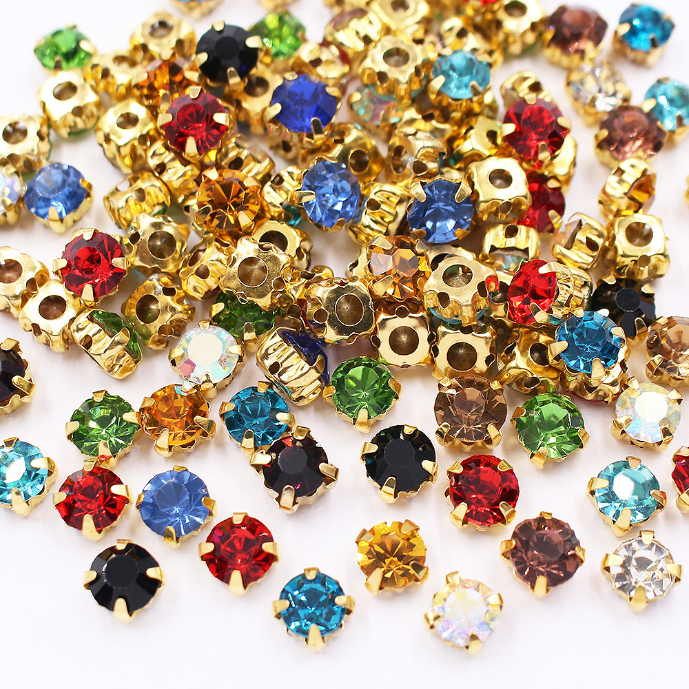 SS12-SS40 Pha Lê Đá ThủY Tinh Bạc Vuốt Cúp Ren Strass Viên Đá Và Tinh Thể May Ren Cho Quần Áo Tự Làm Vải