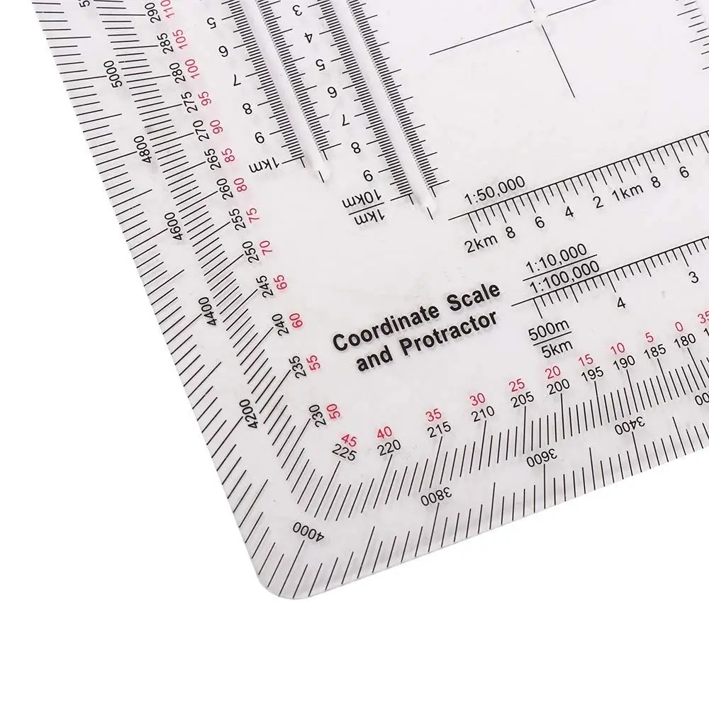 for Technical Square Ruler Topographical Map Protractor Land Navigation Protractor Measuring Ruler Coordinate Scale Protractor