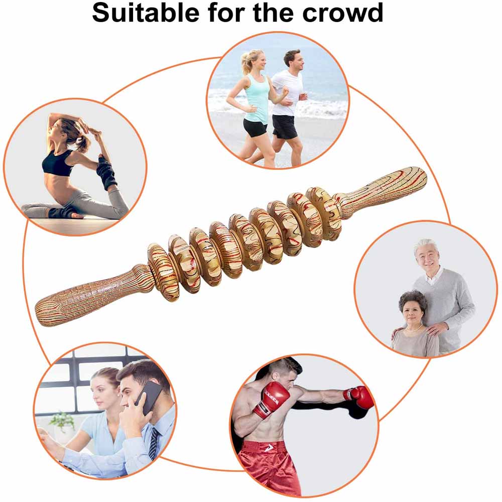 ไม้บําบัดนวด Roller Trigger Point Massager Stick สําหรับ Fascia เซลลูไลท์กล้ามเนื้อและหน้าท้อง, กล้ามเนื้อ Belly Relief TOOL