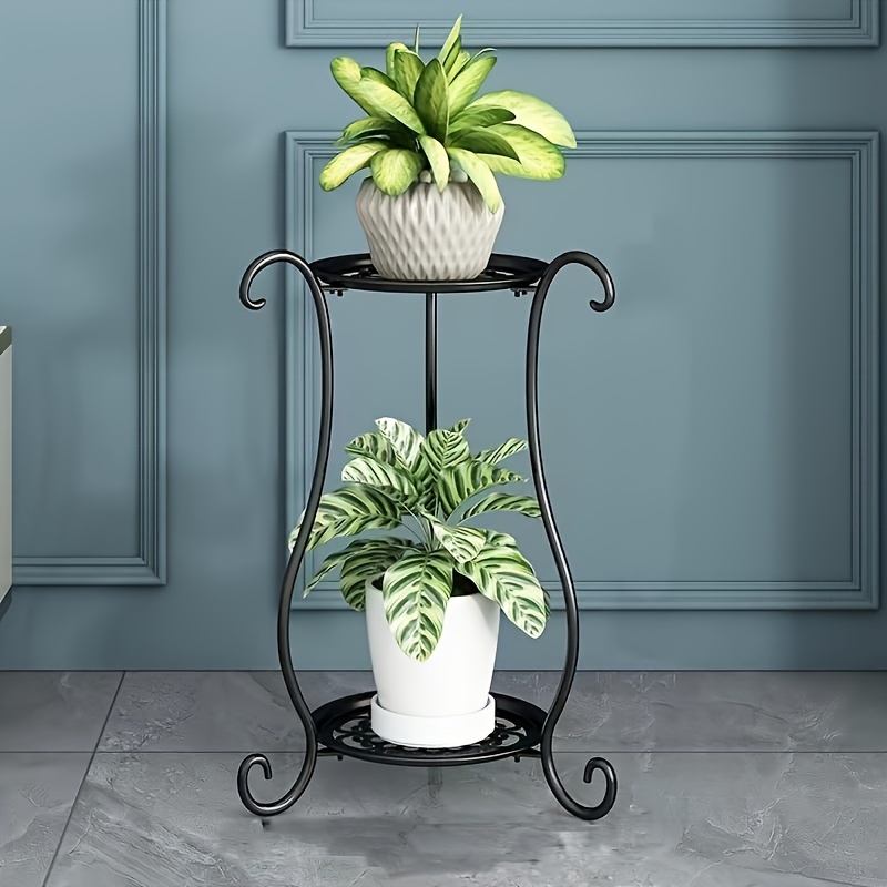 1 Pack, Elegant Dubbellaags Metalen Bloemenrek Stand-Meerlaags Staande Fabrieksdisplay Met Moderne Europese Stijl Voor
