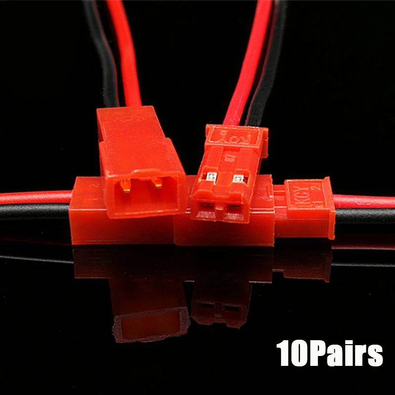 10 คู่ 22 AWG ปลั๊ก JST 2 ขาชายหญิงปลั๊กสายเชื่อมต่อสายไฟสําหรับหลอดไฟ LED Strip RC ของเล่นแบตเตอรี่อะแดปเตอร์ 10 ซม.