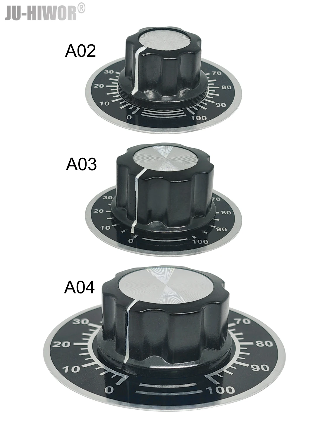 2pcs A01 A02 A03 A04 A05 Silver Tone Top Potentiometer Volume Control Rotary for 6.35mm Shaft Guitar Volume Knob