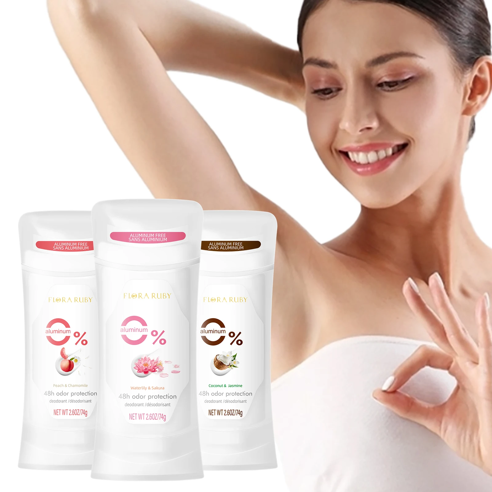 Deodorant für Damen, aluminiumfrei, Antitranspirant, Honig, Pfirsichstab, 72 Stunden, Lavendelduft, langanhaltender Duft, Deodorants, 74 g/2,6 Unzen