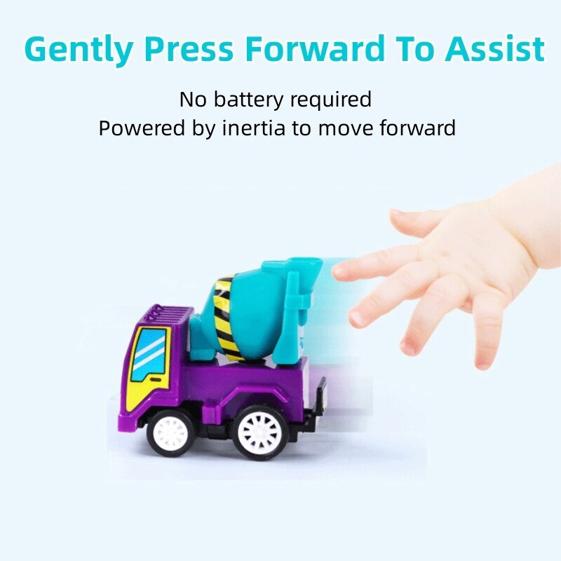 6/12Pcs Mini Inertial Pull Back Engineering Car Set Child Kids Cartoon Toys Birthday Gift