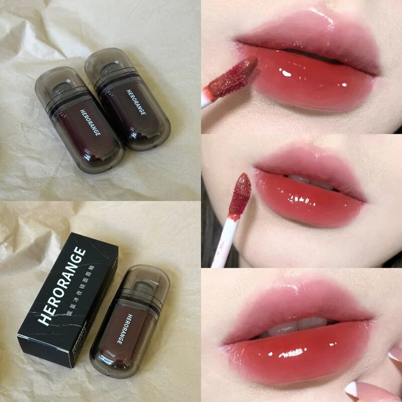 HERORANGEHR564 Enveloping Ice Night Mirror Lip Glaze Moisturizing and Moisturizing Lip Film Forming Quickly