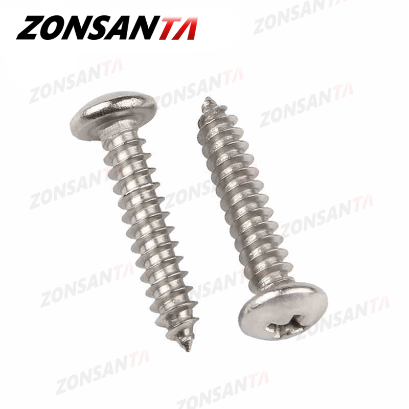 ZONSANTA M1.4 M1.7 M2 M2.2 M2.6 M3 M3.5 M4 M5 M6 Малый саморез из нержавеющей стали 304 с крестообразным шлицем и круглой головкой