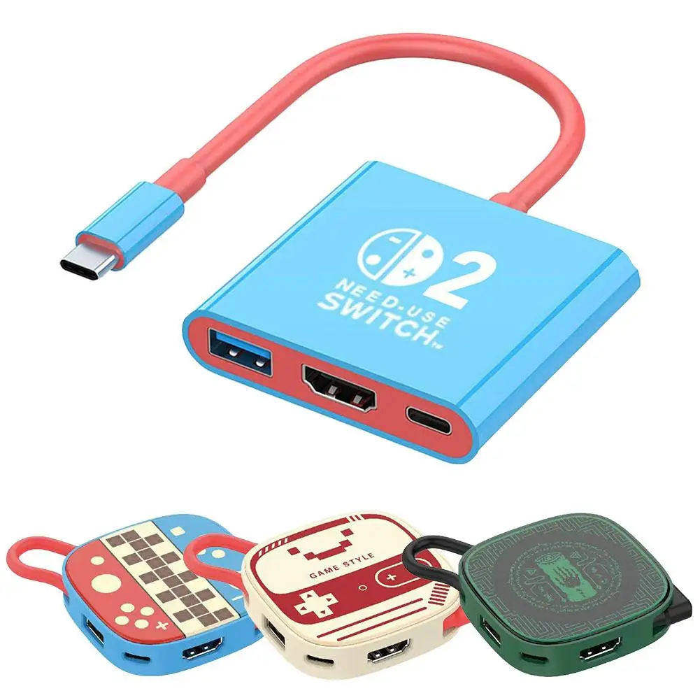 Estación de acoplamiento tipo C de segunda generación 3 en 1 para Switch2 4k 60Hz USB3.0 5Gbps PD-100W potencia para consola de juegos juego de fundición de pantalla