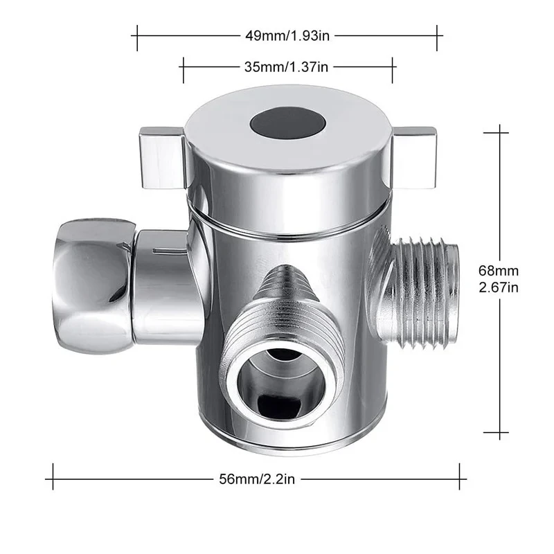 ปรับ 3 WAY หัวฝักบัววาล์วเปลี่ยนทิศทางทองเหลือง/ABS 3 โหมดอะแดปเตอร์ G1/2 "ขั้วต่อหัวก๊อกน้ําอุปกรณ์ห้องน้ํา