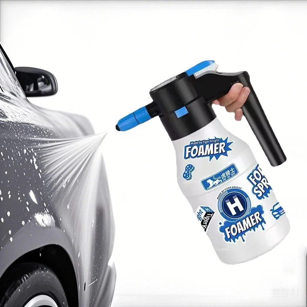 Pulverizador de espuma elétrico, 1,5l, gerador de espuma para lavagem de carro, bateria de lítio, lança de espuma, 1h, resistência, toalha de lavagem de carro, lavagem de espuma
