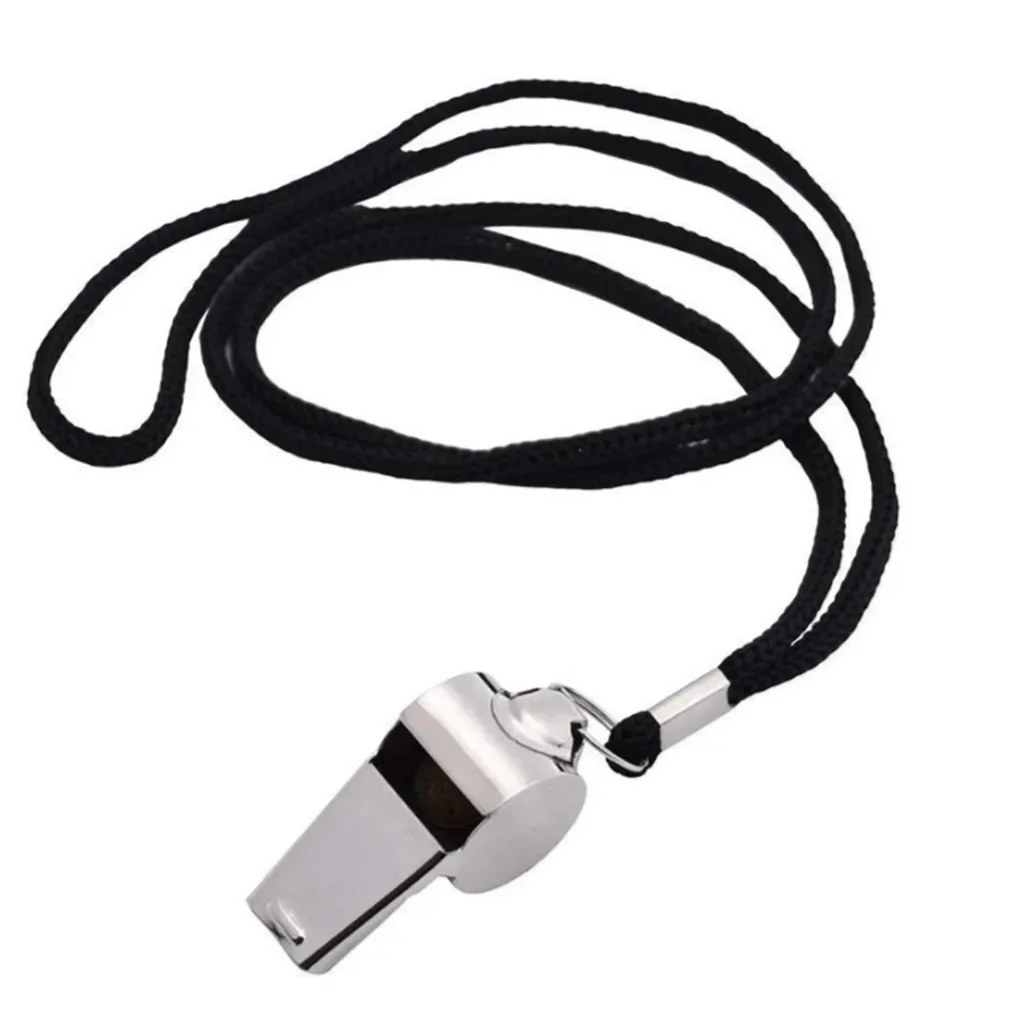 Edelstahl pfeift Schiedsrichter Sport Rugby Metall pfeife mit Seil Party Training Fußball Fußball Basketball Cheerleading Tool