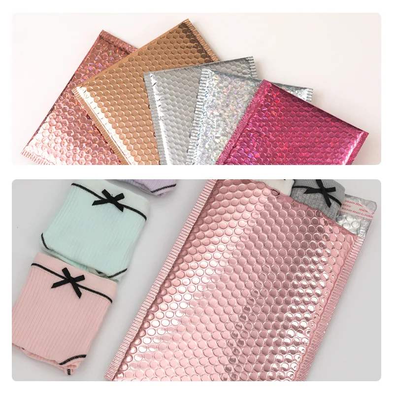 50pcs Bubble Mailer เลเซอร์ Rose สีแดงซองเบาะ Mailing POLY Mailer สําหรับบรรจุภัณฑ์ของขวัญ Self Seal กระเป๋า Padding สีชมพู