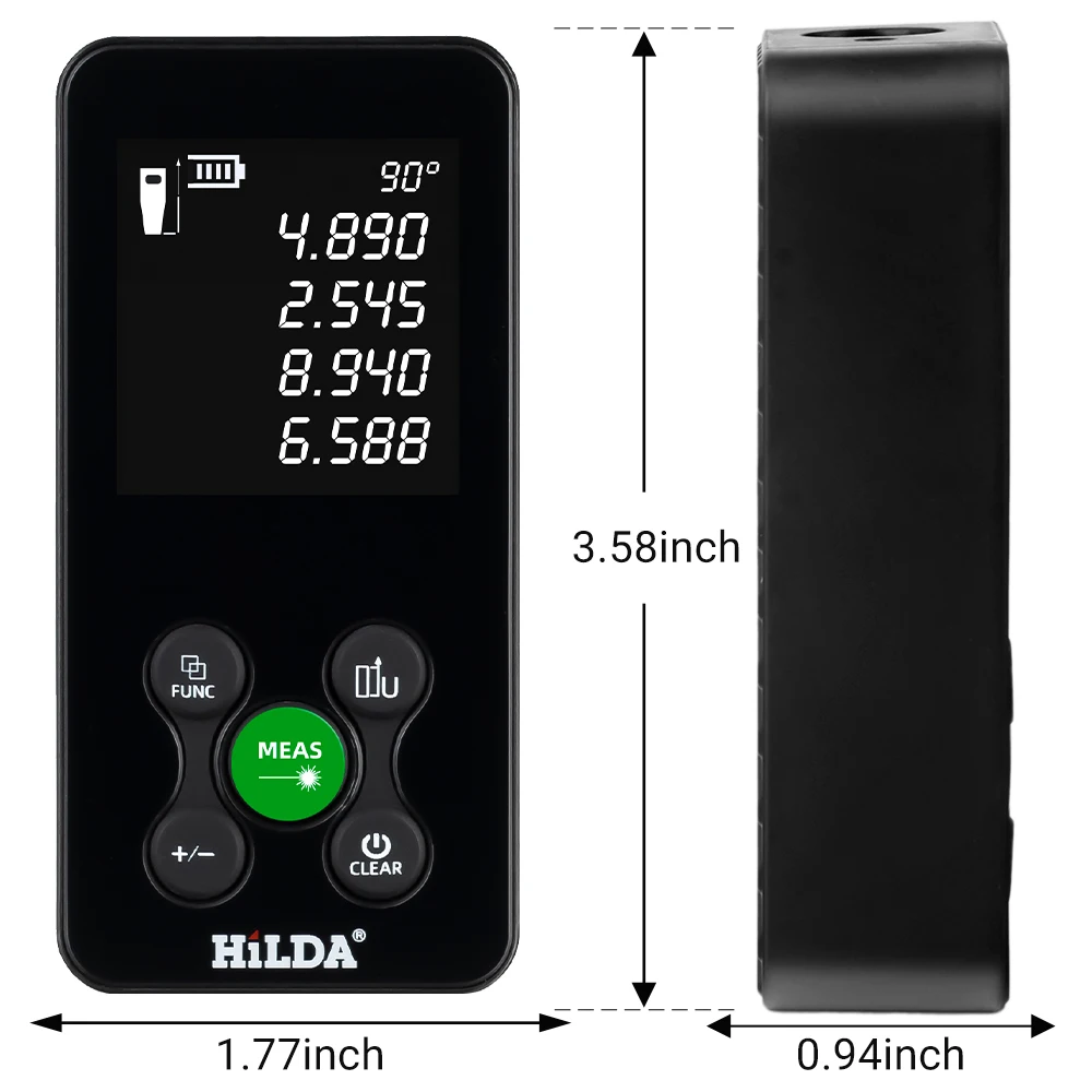 HILDA 50/100/120M Laser Rangefinder Red/Green Light Laser Distance Digital Tape Rechargeable and Measurable Angle Laser Measure