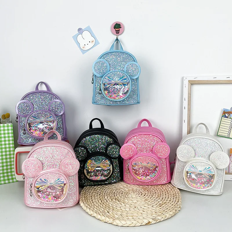 Novo bonito saco das crianças moda lantejoulas mochilas do jardim de infância para o bebê meninas dos desenhos animados casual mochila princesa saco meninas presentes