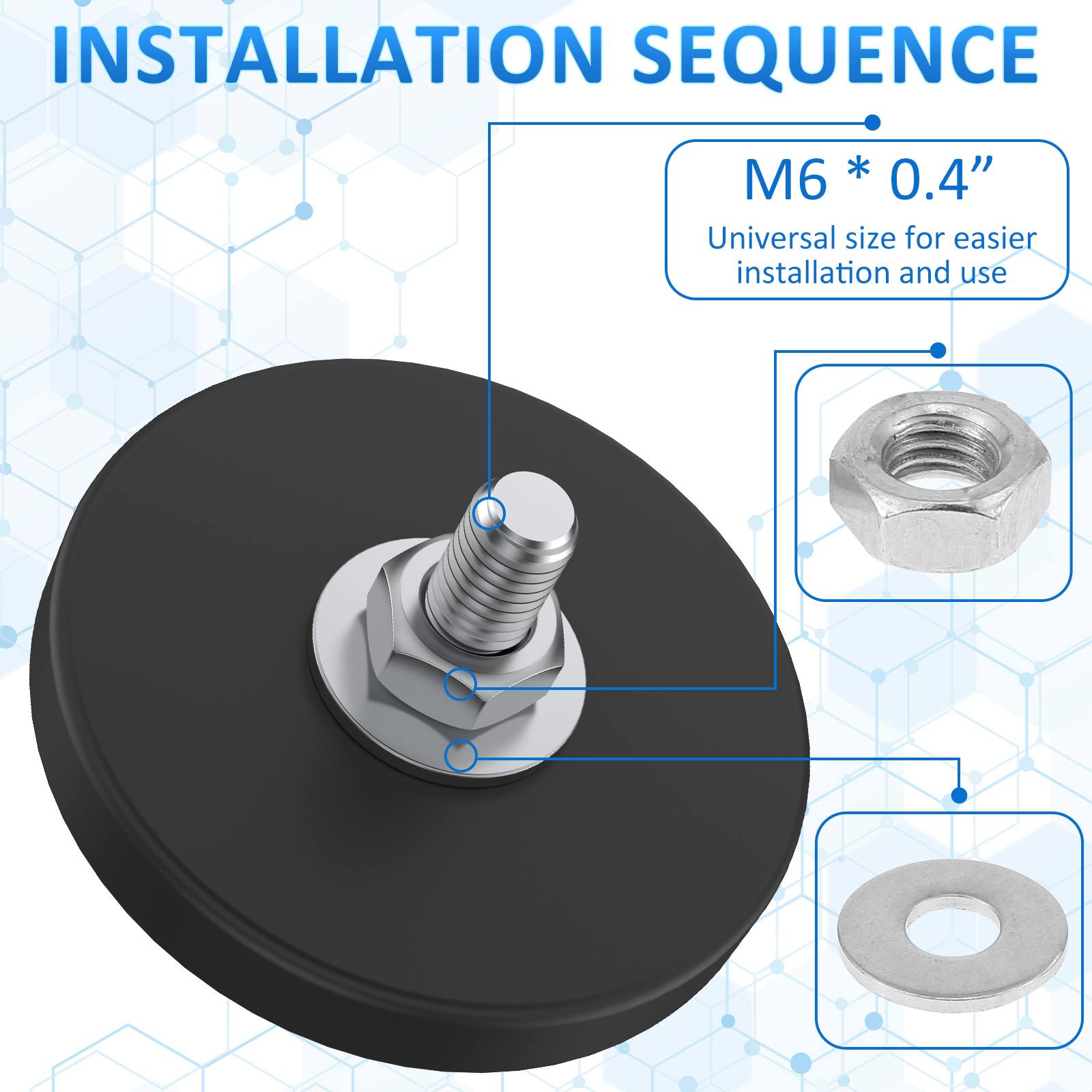 6/12/30 個マグネットベース 1.7 インチラウンドネオジム取付マグネット M6 スレッドスタッドマグネットアンチスクラッチ照明バー用