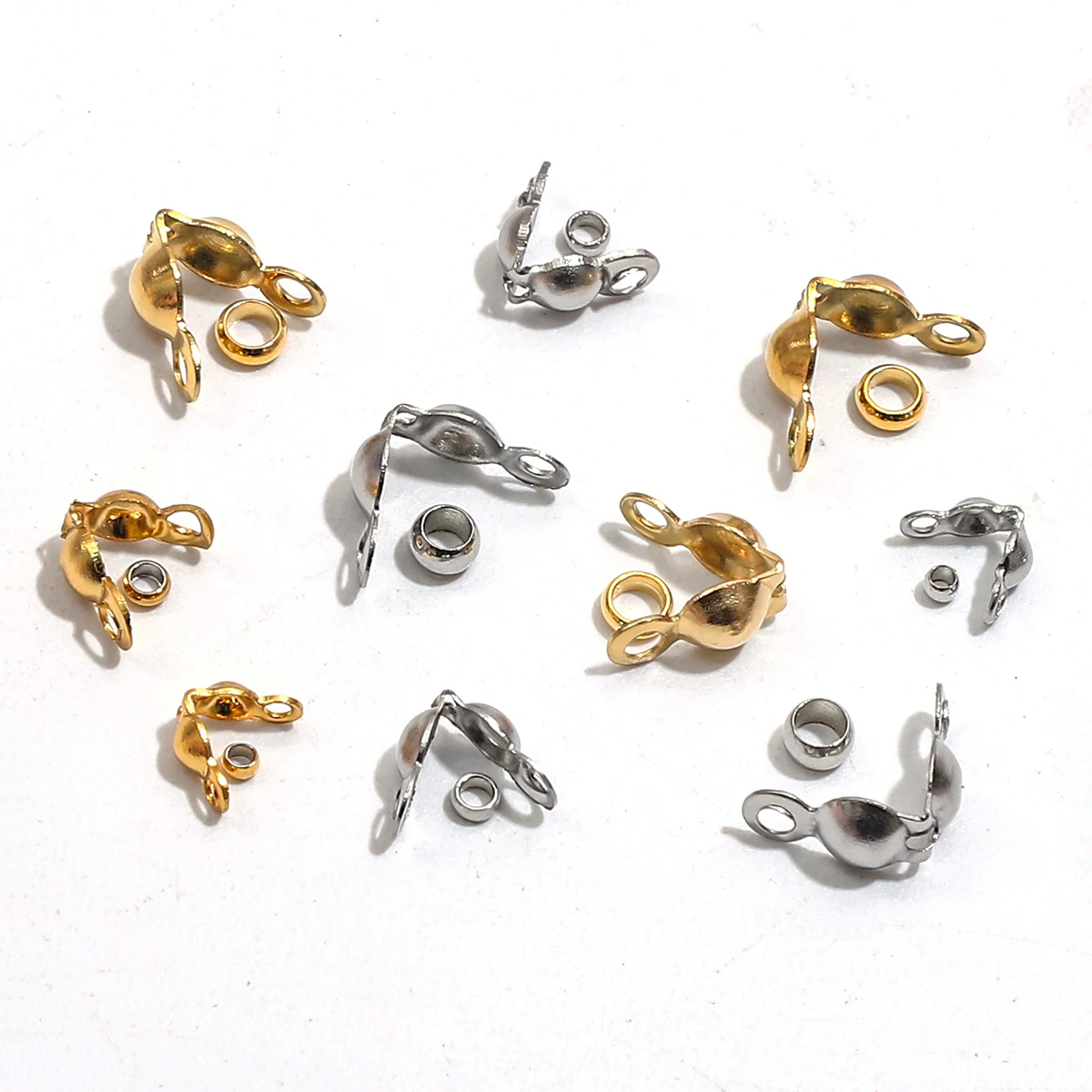 100 pçs/lote aço inoxidável banhado a ouro conector fecho friso final contas para pulseira colar correntes diy jóias fazendo suprimentos