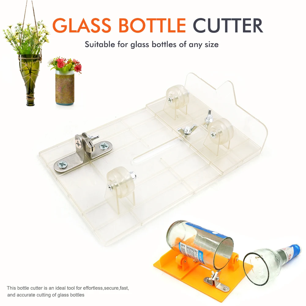 Cortador de botellas de vidrio DIY, tablero ABS grueso de alta resistencia, cabezal de corte afilado de carburo, herramienta de corte de botellas de vino DIY