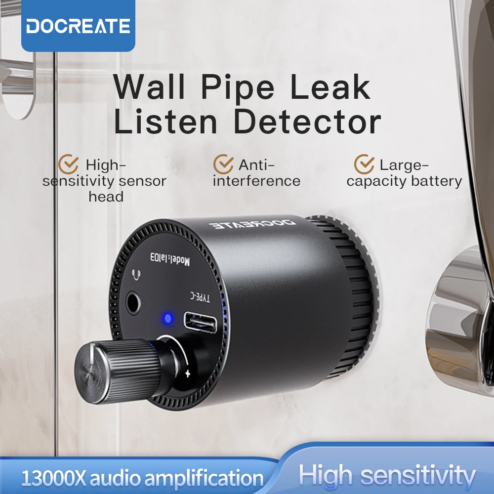Mini detector de vazamento amplificador de som para casa/gravamento de áudio 2000X/sensor de alta sensibilidade/recarregável 200mAh