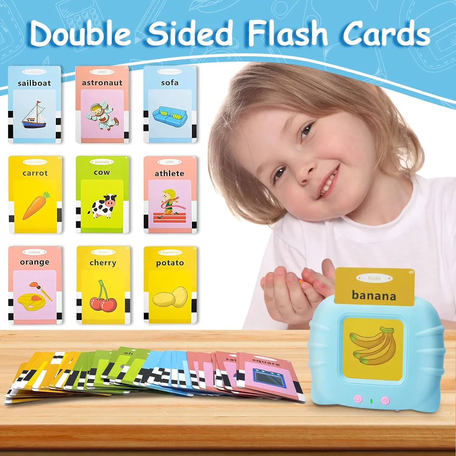 Flashcard per l'educazione precoce Flashcard parlanti per bambini Macchina elettronica per l'educazione precoce in età prescolare Regalo per i più piccoli Giocattolo Montessori