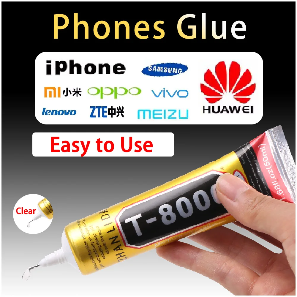 15/50/110ML Trasparente T8000 Colla Trasparente Riparazione Del Telefono Gioielli Artigianali In Fibra Componente Elettronico Contatto Adesivo T-8000 Sigillante