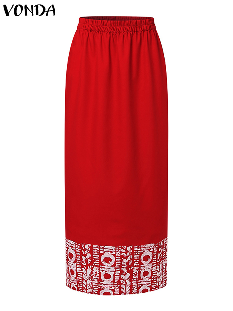 Vonda-女性用の長袖トップとハーフスカートのセット,プリントされた衣装,ボヘミアン,エレガントな2ピースのセット,ルーズフィット,カジュアル,ラージサイズ,5xl,2024