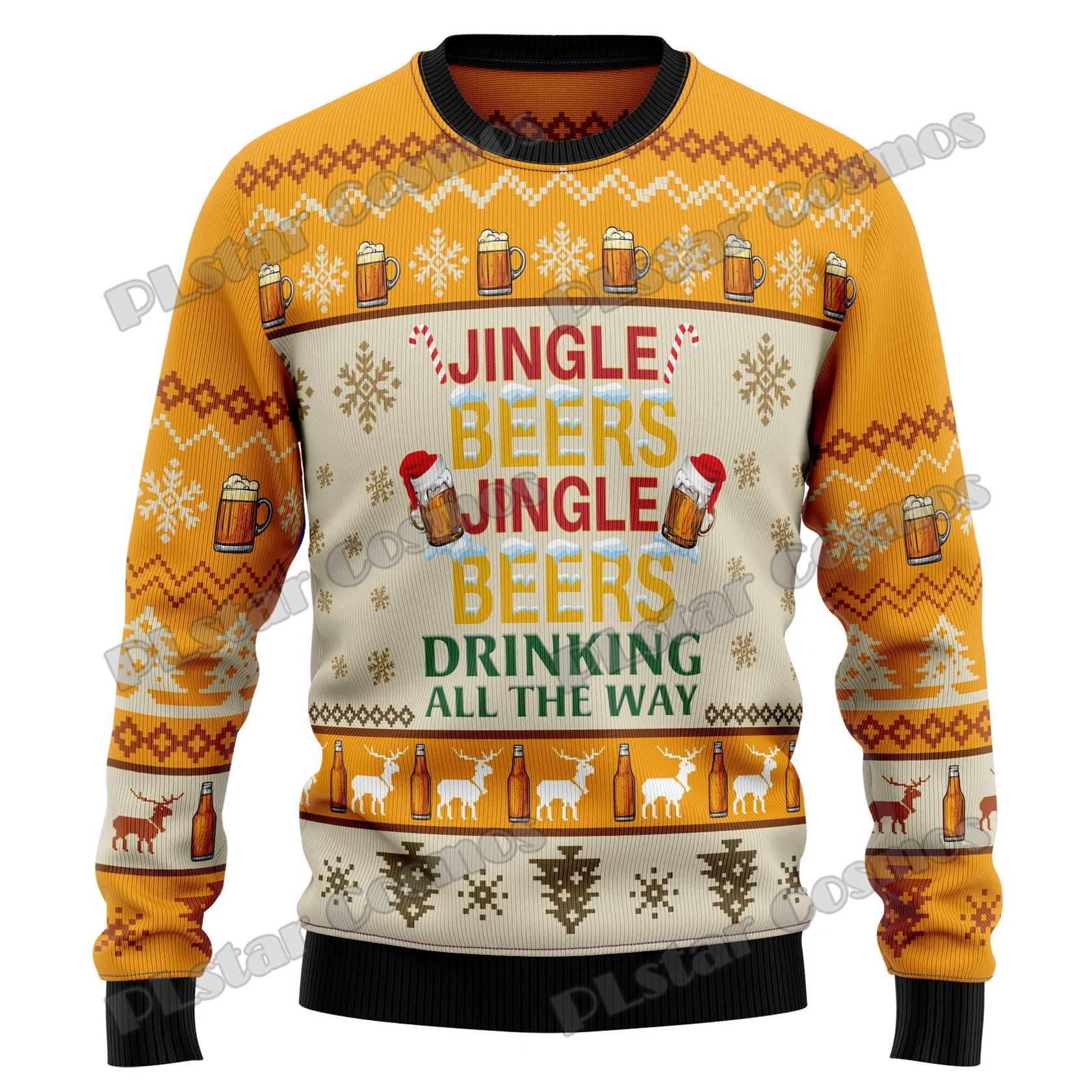 PLstar Cosmos Navidad Jingle Beer 3D impreso hombres feo suéter de Navidad invierno Unisex Casual cálido prendas de punto Jersey MY22