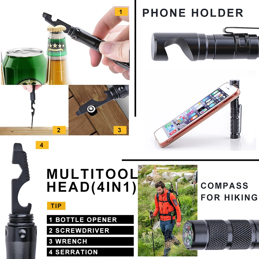 Đa Năng Bút Chiến Thuật Giữ Điện Thoại Di Động Chiến Thuật Tự Vệ Bút Cảm Ứng Màn Hình Bút Cứu Sinh Dụng Cụ Có La Bàn