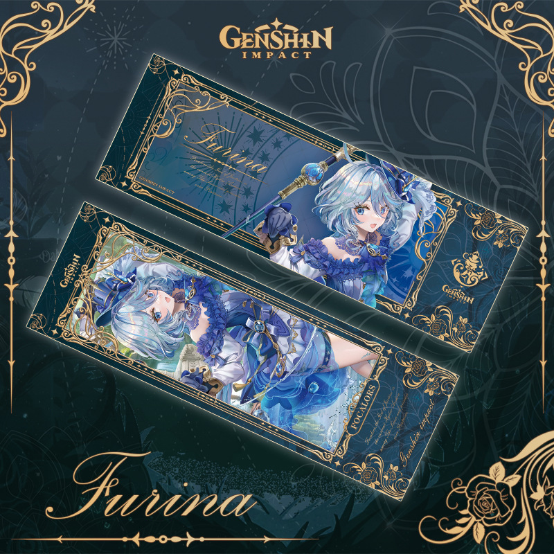 Genshin Impact Kleid Mädchen Laser Tickets Hutao Kokomi Arlecchino Furina Mona Stempeln Doppelseitiges Lesezeichen Sammlung Geschenke