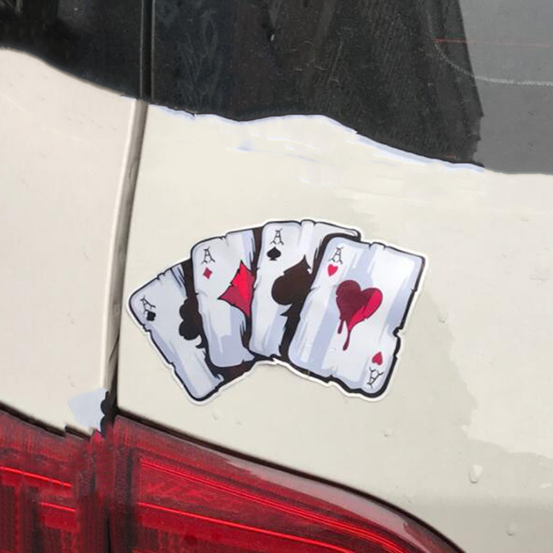 Car Sticker Playing Card A Reflective Personality Sticker Poker Monster Hat Sticker Car Sticker new