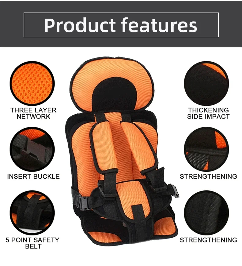 Asiento de seguridad portátil para niños, ajustable para cojín cochecito de bebé, silla transpirable, portador, almohadilla para carrito de compras