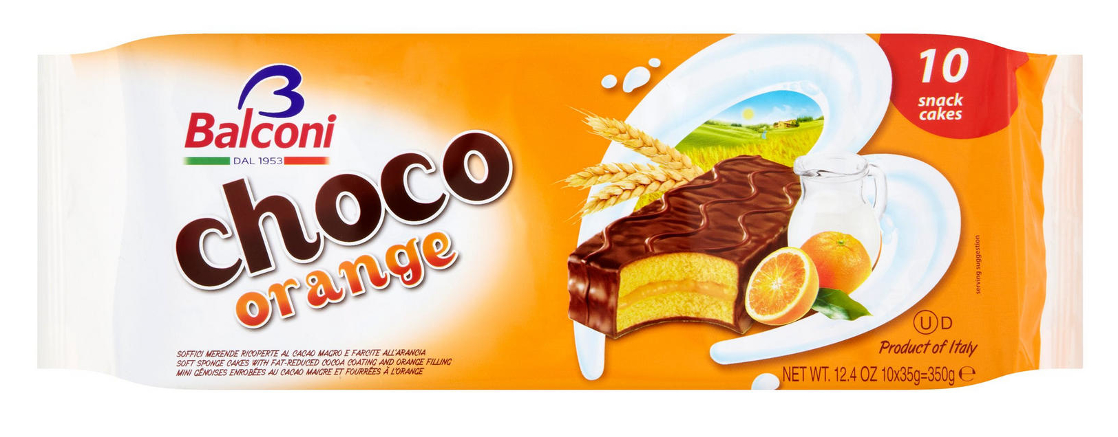 Choco Orange Orange gefüllte Kuchen 10 Stück 350g - Balconi