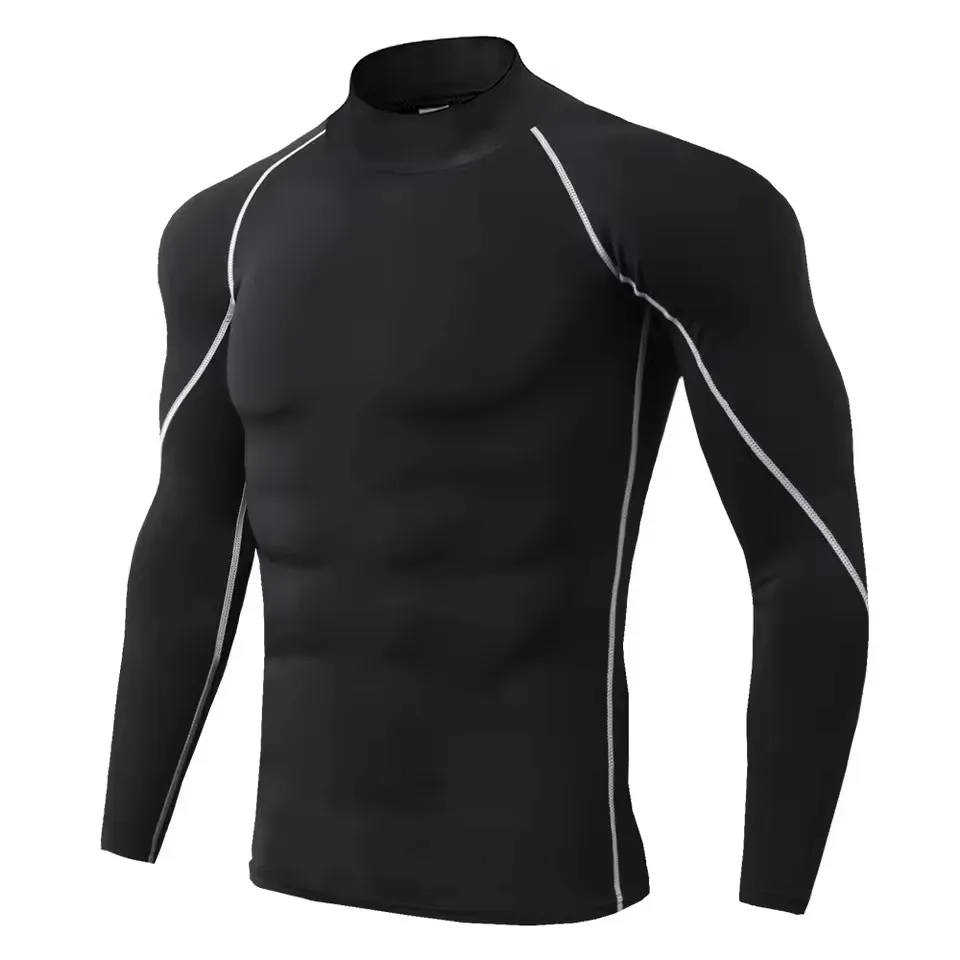 メンズコンプレッション長袖Tシャツ スポーツウェア 男性用 スキニーTシャツ 伸縮性のあるトラックジャケット ジム フィットネスTシャツ