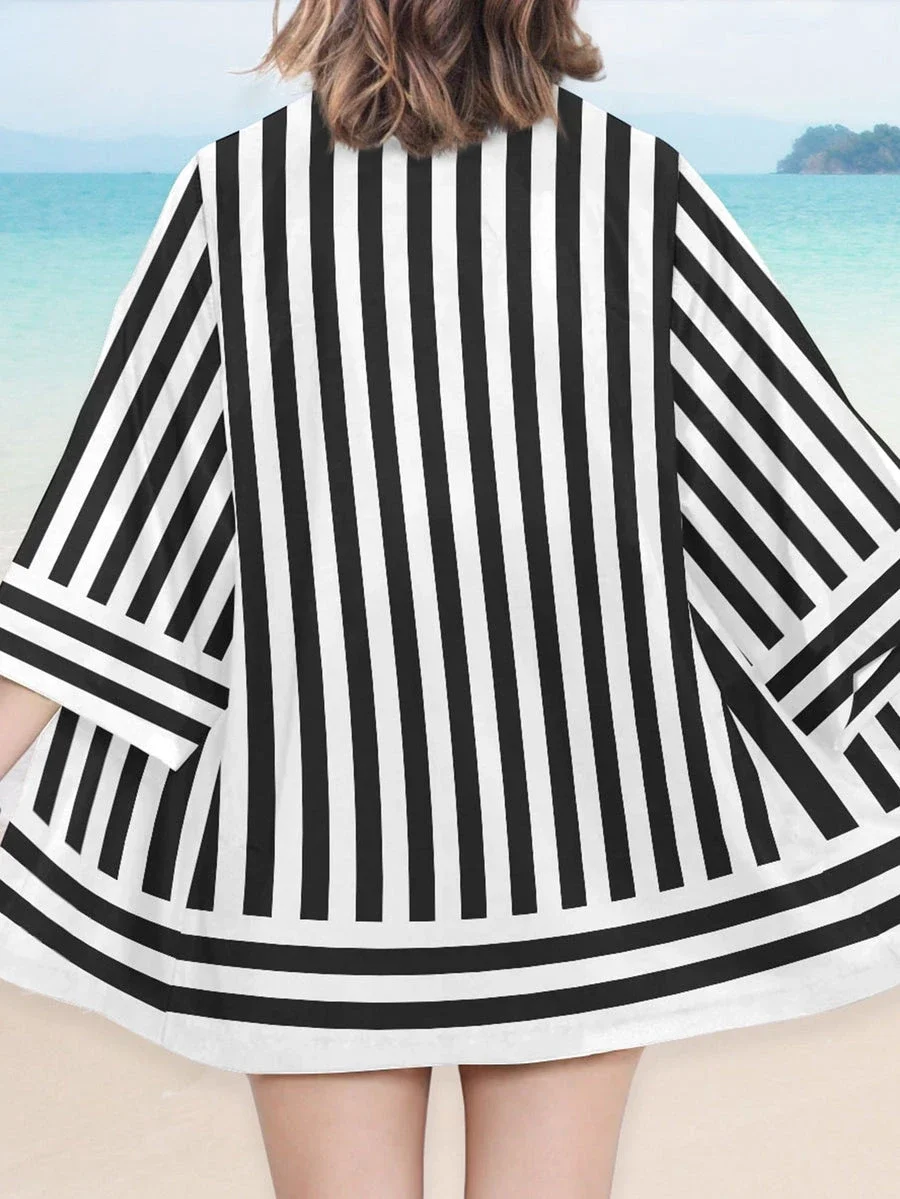 Cape Kimono ample à manches trois-quarts, Cardigan, Robe en plumes, Cape Anime, T-shirt à manches courtes