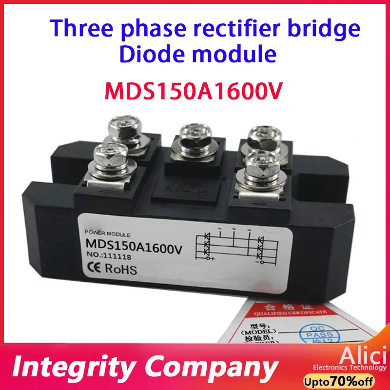 MDS150A1600V Three phase rectifier bridge 12V 24V 36V 48V 220V 480V 600V AC-DC high-power module 150Amp 1600V