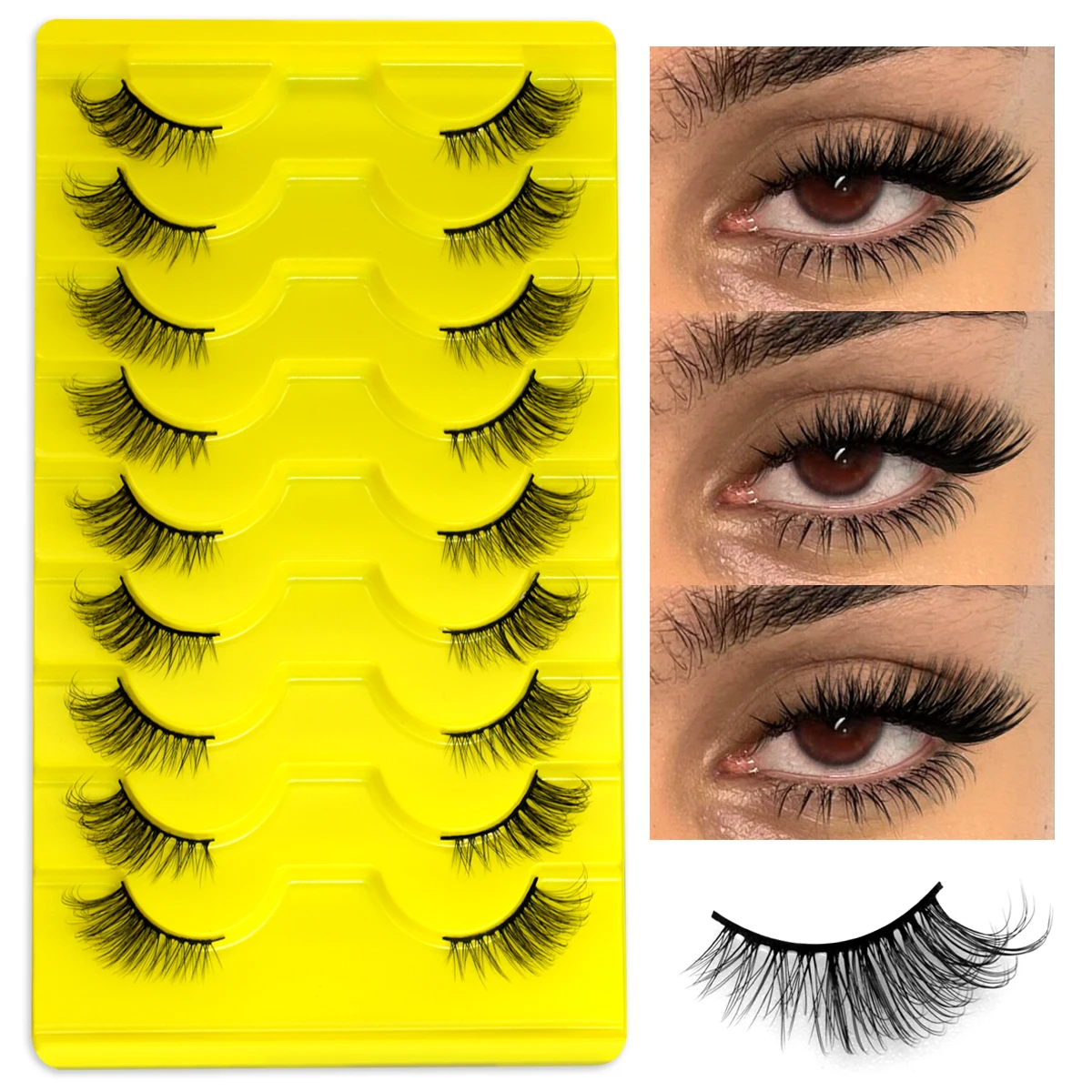 GROINNEYA Halve Wimpers 5/7/10 Piars Halve Wimpers Zachte Natuurlijke Cat Eye Wimpers Make-Up Tool Nep Wimpers Extension pluizige Faux Cils