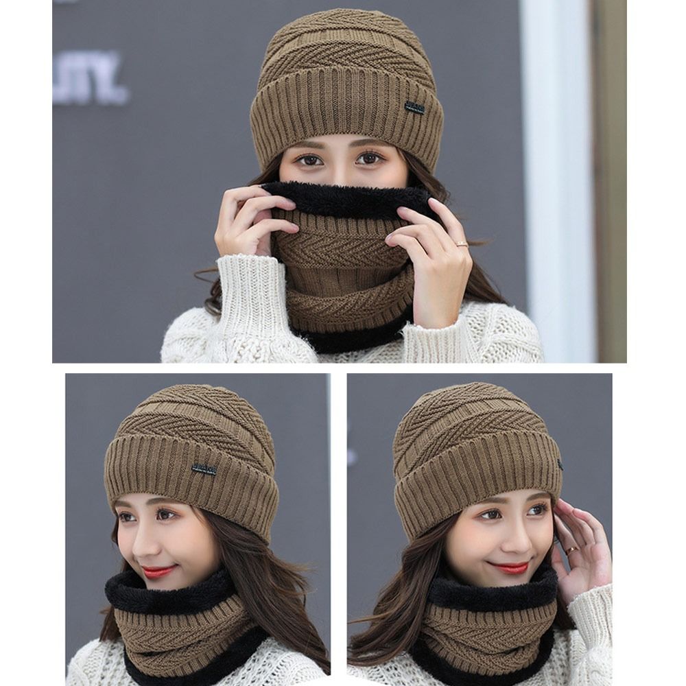 Gorro de inverno chapéu cachecol lã térmica chapéu de malha macio quente balaclava lã pescoço mais quente cachecol boné
