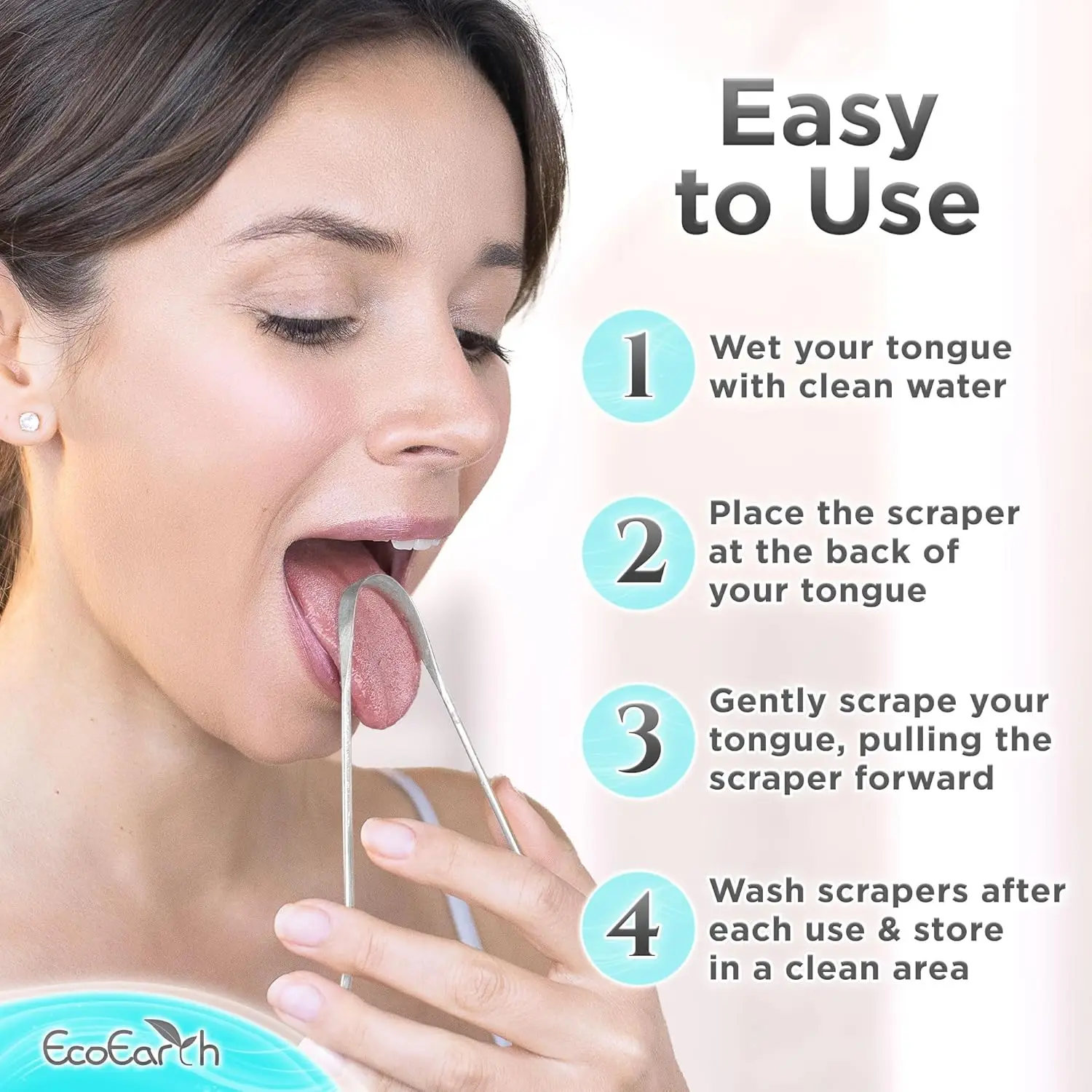 Conjunto de 3 raspadores de língua para adultos, limpador de língua de metal resistente com estojo de armazenamento, purificador de língua de aço inoxidável para hálito fresco