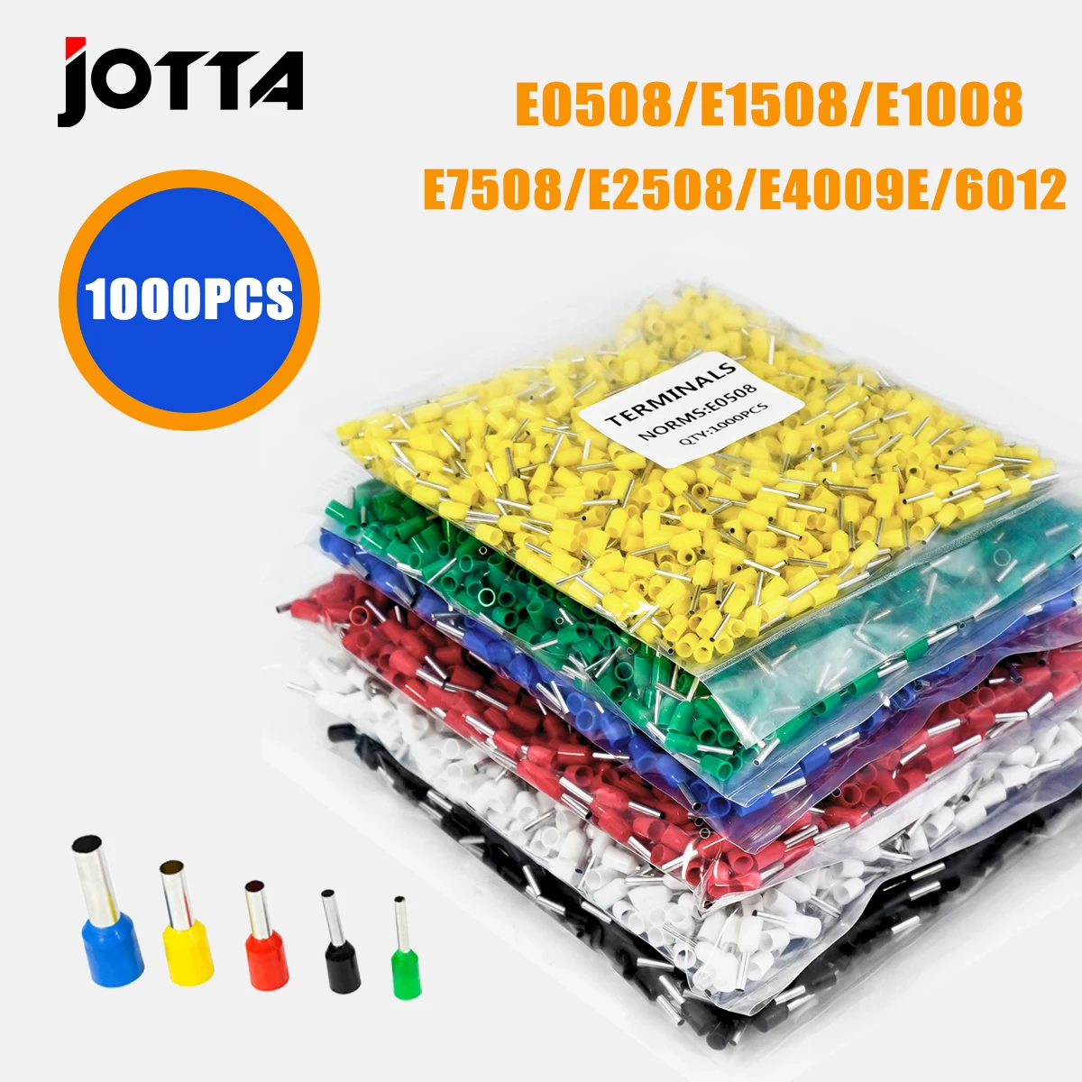 1000 unids/pack Terminal de extremo de cable aislado engarzado E0508 1008 1508 7508 2508 casquillos de Terminal de presión terminales de prensado tubulares