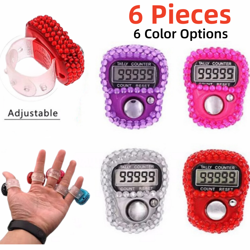 Elektronische vingerteller 2/6 stuks, resetbare handtally, 5-cijferig nummer en LCD elektronisch digitaal display, draagbare clicker