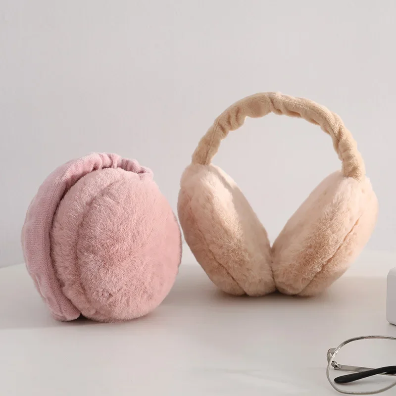 แฟชั่นฤดูใบไม้ร่วงฤดูหนาว Earmuff ผู้หญิงผู้ชายพับหูอุ่น Plush สีทึบปรับหู Muffs Earflap Earmuffs อุปกรณ์เสริม