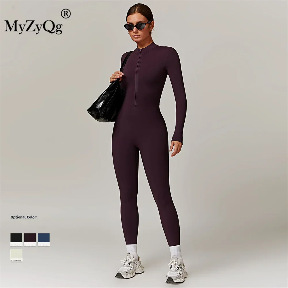 MyZyQg Frauen Winter Fleece Wärme Einteilige Lange Sleeve Zipper Overalls Ballett Tanz Luft Warm Tragen Fitness Sport Body