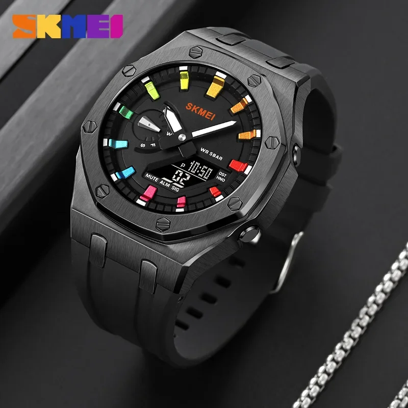 Reloj SKMEI para hombre 2243 Reloj electrónico para estudiantes Reloj electrónico deportivo multifuncional resistente al agua con brillo nocturno
