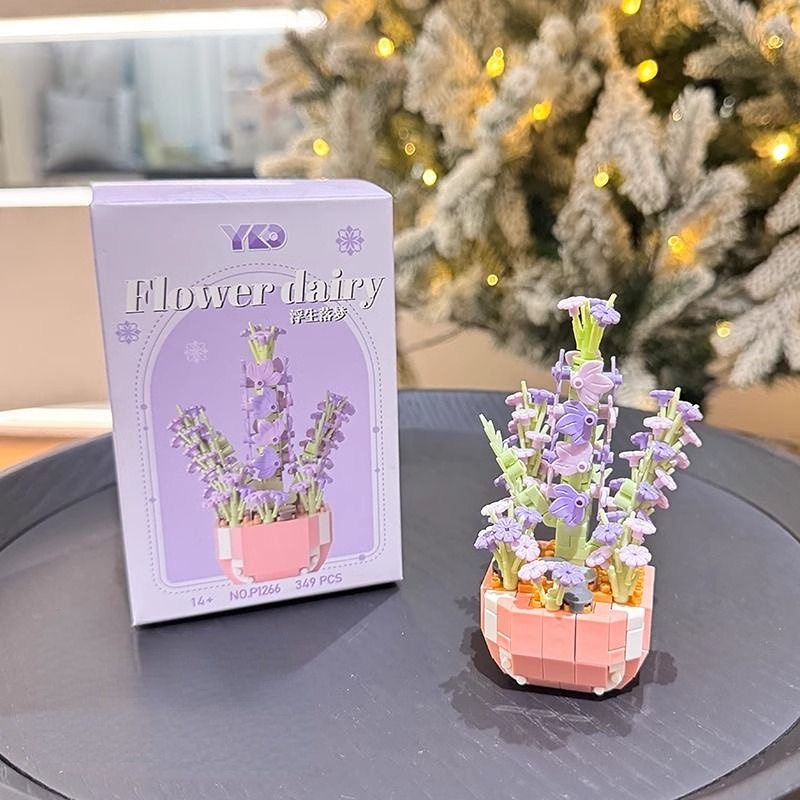 Blocos de construção de suculentas de flores, instruções de árvore de bonsai eterna, tijolos românticos de jardins, modelo de plantas em vasos diy, kits para crianças