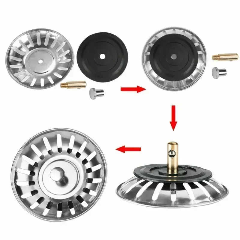1/2Pcs Stainless Steel Replacement Strainer 80mm Kitchen Water Basin Sink Drainer Strainer Leach Home Waste Plug Stopper Filter