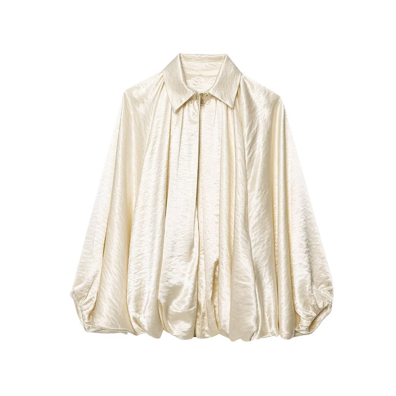 MUJER Ruched Bomber Jackets for Women Puffy Oversized Jacket Woman Summer Coats Demi-season Jacket for Women New in Outerwears