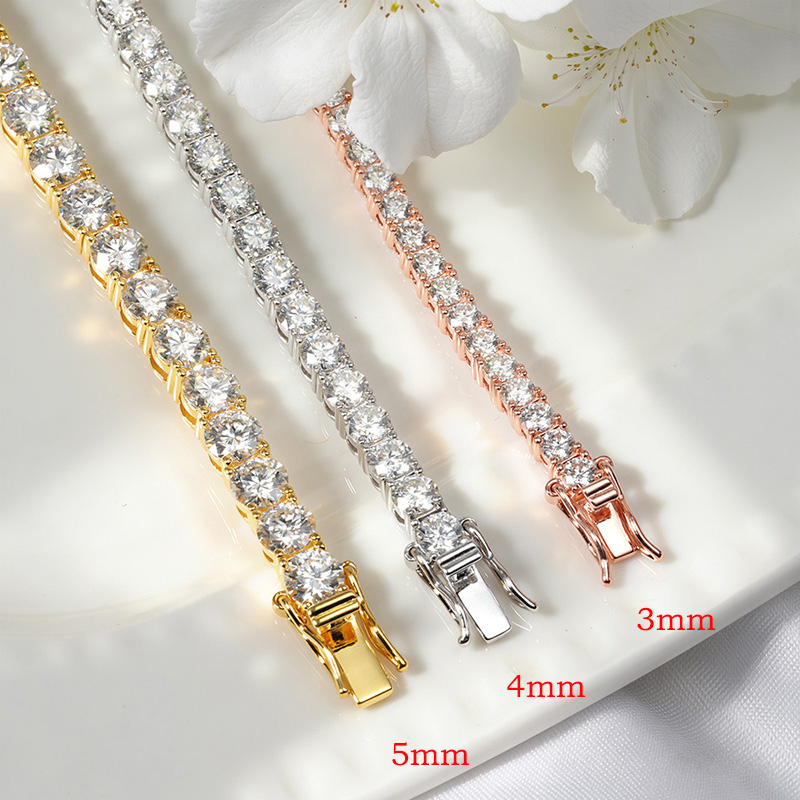Smyoue 18-каратный позолоченный теннисный браслет из муассанита для женщин 3/4/5 мм, классический сертифицированный браслет из стерлингового серебра 925 пробы для мужчин, цепочка