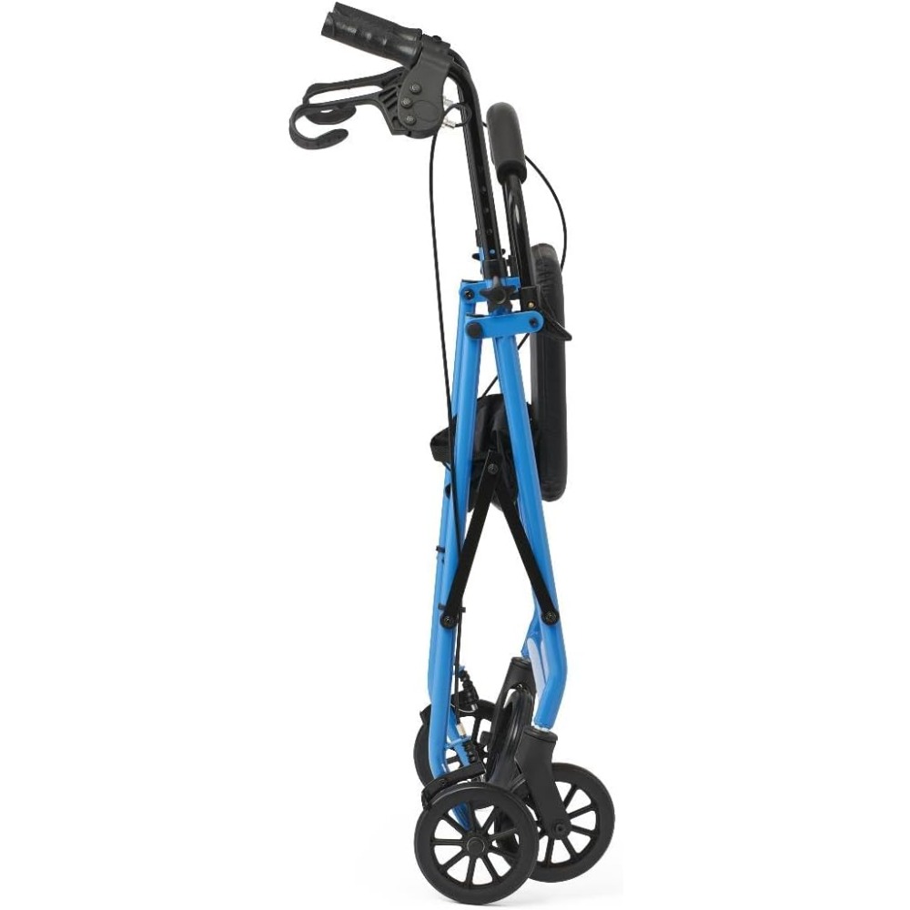 Lightweight Folding Steel Rollator Walker with Seat FSA/HSA Eligible ,Light Blue Mobility Aid for Seniors