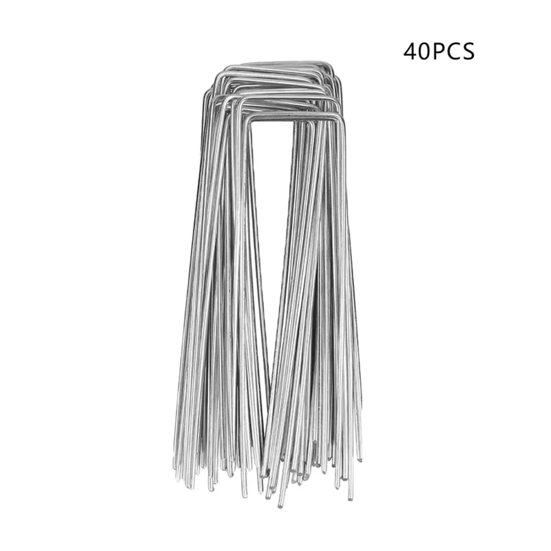 Picchetti da giardino da 50 pezzi Picchetti da terra a forma di U Perni metallici resistenti Punti metallici con 30 rondelle tampone per il fissaggio dell'erbauglia
