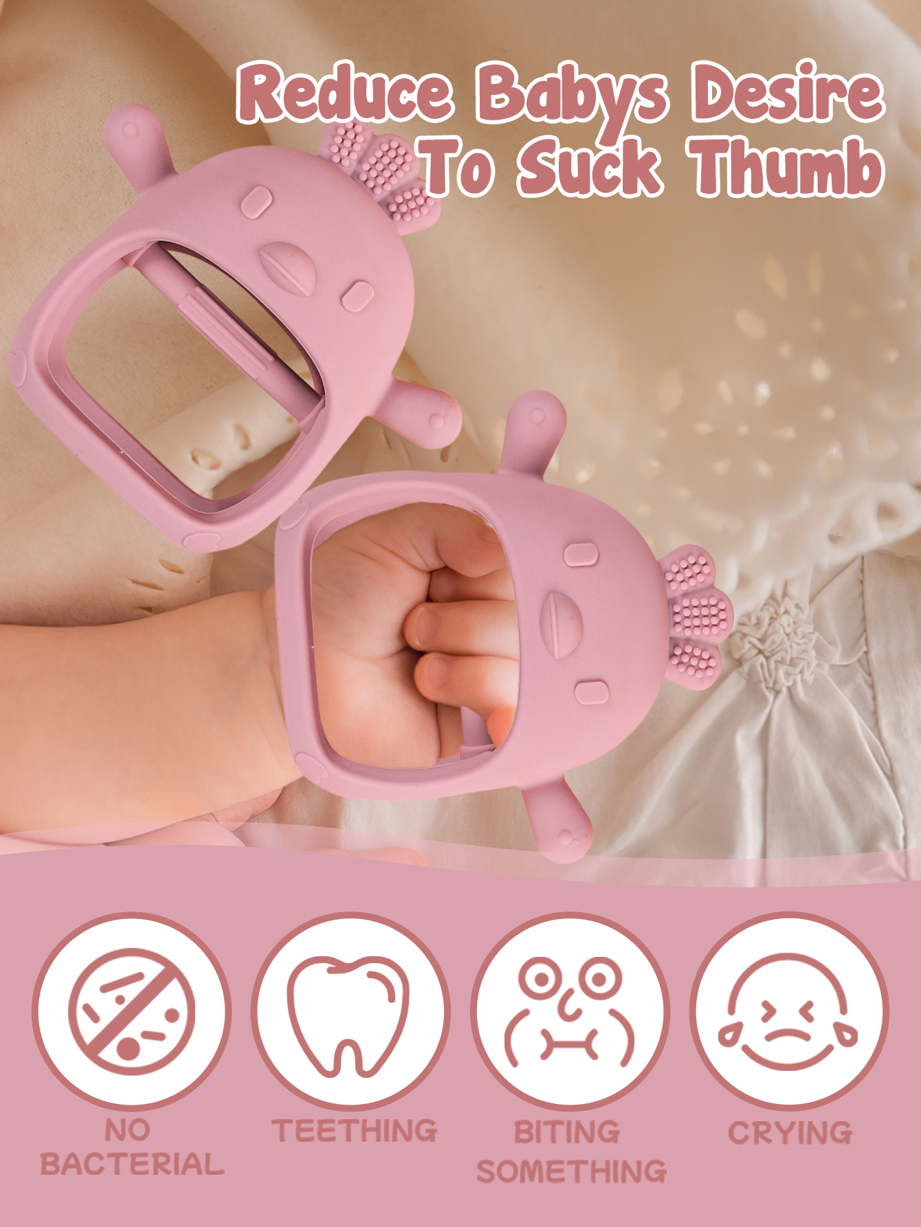 Gryzak dla niemowląt Rękawiczki dla piskląt Gryzak Silikonowa ręka zapobiegająca jedzeniu Molar Stick Massage Gums Baby Anti-biting Teether Akcesoria dla niemowląt