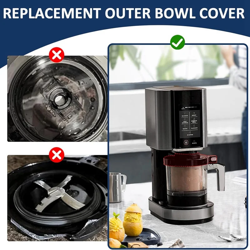 B59B-Outer Bowl Lid Sealing Ring Assembly For Ninja NC299AMZ/NC300 NC301/CN305A Series Ice Cream Maker Replacement